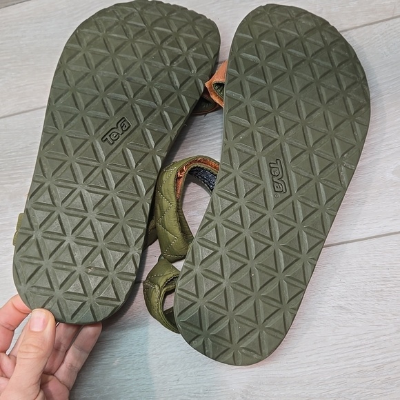 Teva Mens Green & Orange Hook& Loop Sandals Slide Shoes Sz 10